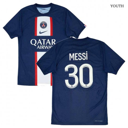2022-23 Paris Saint Germain Authentic Home Youth Shirt Messi #30
